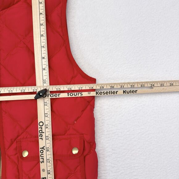 J Crew Quilted Vest Women’s Size XS Red Full Zip Sleeveless Cargo Pockets Casual - Picture 7 of 8